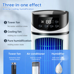 Six - speed timed silent AC cooling fan, new mini portable AC, USB air cooler, bladeless electric fan.