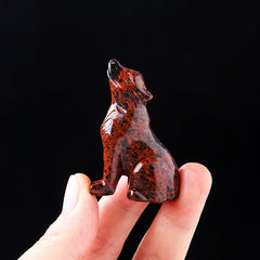 Natural crystal wolf cub carving piece, crystal animal raw stone, mineral specimen, home decoration ornament