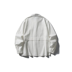 Splicing workwear long sleeved shirt men's loose casual shirt