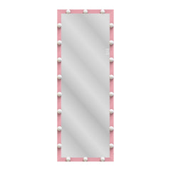 62.6-inch x 23.3-inch pink Hollywood illuminated full body vanity mirror with 3 color modesstanding floor mirror touch control