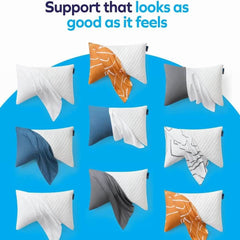 Shredded Memory Foam Bed Pillows for Sleeping, with Washable Removable Bamboo Cooling Sleep Pillow for Back and Side Sleeper