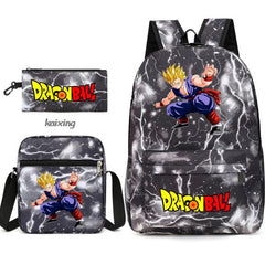 Youth Dragon Ball Backpack Student Shoulder Bag Travel Bag 3-Piece Set