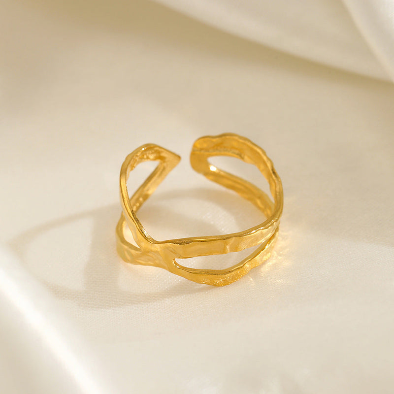 European and American fashion personality simple line cross opening ring