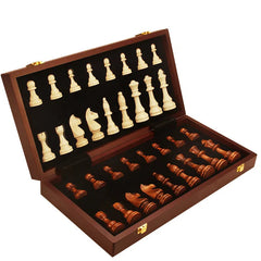 Magnetic Wood Chess Folding Chess Board Puzzle Game for Adults and Children Checkers Toy