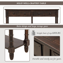 TREXM Console Table Sofa Table Easy Assembly with Two Storage Drawers and Bottom Shelf for Living Room Entryway (Espresso)