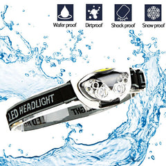 LED Headlight Head Bike Lamp Light Infrared Ray Mini Waterproof 800Lm 3 Modes 3xAAA battery Headlamp With Headband