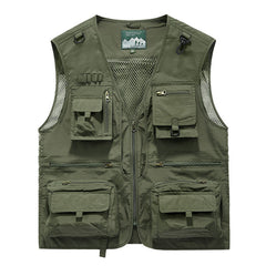 Men’s Summer Tactical Vest: 14-Pocket, Mesh, Ideal for Hiking, Fishing, Photography & Work