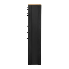 ONTREND with 2 flip drawers, top shoe cabinet with drawers, independent shoe rack with adjustable panel, for hallway use, black