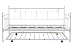 Metal double bed with ear shaft/sturdy/noise reduction/flexible ear shaft/retro style/no need for spring box (LIGHT GREY)