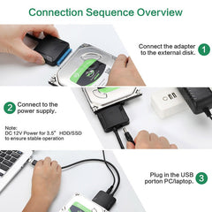 USB 3.0 Easy Drive Cable SATA to USB 3.0 Cable 2.5-inch/3.5-inch Hard Disk Adapter Cable