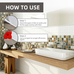 Tile Refill Agent, Kitchen Bathroom Waterproof Floor Mildew Proof Joint Tile Tip Sealant