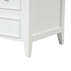 30" Bathroom Vanity with Sink, Bathroom Vanity Cabinet with Three Drawers and Door, Solid Wood and MDF, White