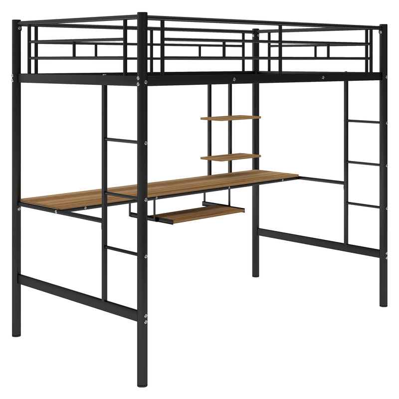 Loft Bed with Desk and Shelf   Space Saving Design Twin
