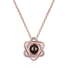 Necklace, female star pendant, 100 language projection, memories of love, short collarbone chain