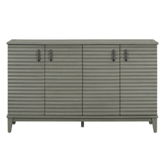 TREXM side panel with 4-door large storage buffet, adjustable shelves and metal handles (antique gray)