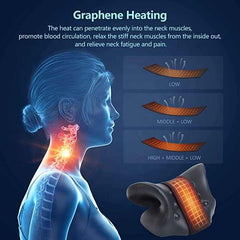 Heated Neck and Shoulder Relaxer Cervical Traction Device Pillow with Graphene Heating Pad Heated Chiropractic Pillow