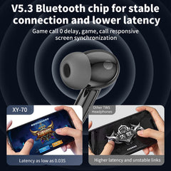 TWS in ear Bluetooth earphones ANC+ENC noise cancelling HIFI low latency heavy bass sports gaming earphones