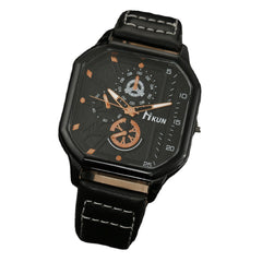 Fashion New Double Layer Square Shell Belt Casual Men's Sports Bracelet Set Quartz Watch