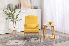 Rocking Chair Upholstered Fabric Rocking Armchair Indoor with High Backrest Glider Chairs and Lumbar Pillow for Living Room