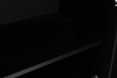 4 Door Wooden Twill Sideboard American Country Vintage Old Living Room Dining Room Hallway Entryway Cabinet (BLACK)
