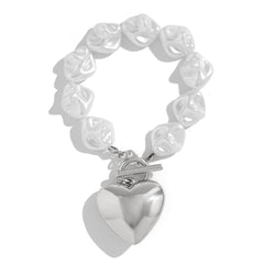 Fashionable heart-shaped hollow pendant collarbone chain simple flat bead pearl necklace set