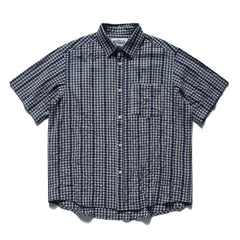 Wrinkled casual short sleeved shirt checkered half sleeved shirt