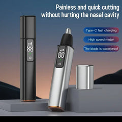 Portable LED Display Nose Hair Remover Electric Nose Hair Trimmer USB Charging Safety Face Hair Cleaning Care Kit