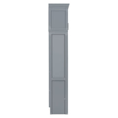 Full Size Murphy Bed Wall Bed with Top Cabinets,Gray