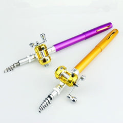Portable Pocket Telescopic Mini Fishing Rod Pole Pen Shape Folded Fishing Rod With Reel Wheel For Outdoor River Lake Fishing