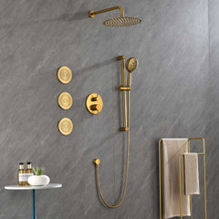 Shower System with Shower Head  Hand Shower Slide Bar Bodysprays, Shower Arm  Hose Valve Trim  and Lever Handles