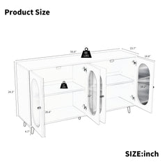 Modern Accent Sideboard Cabinet with Acrylic Doors, Freestanding Storage Cupboard Console Table for Kitchen Dining White