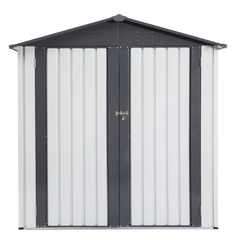 XWT014 Garden Metal Storage Shed Gray White 6x4x6ft outdoor storing tools Rainproof Hinge door version
