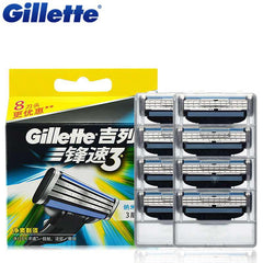 Gillette Mach 3 Men's Face Shaving Razor Blades Brand Mach3 Beard Shave Blade For Men 8Pcs/Pack