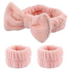 Wash face headband waterproof wrist strap set butterfly bow simple headband wrist 3-piece set