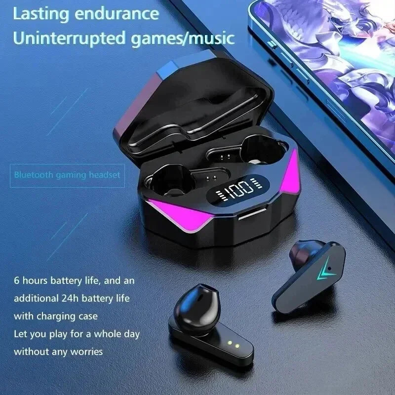 X15 juegos de deportes electrónicos inalámbricos TWS de dos orejas comen pollo con baja latencia pantalla digital táctil 5.0 auriculares Bluetooth