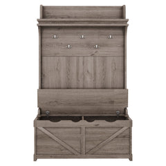 Hall tree with storage desk, entrance desk with drawers and 5 hooks, display rack,Oak