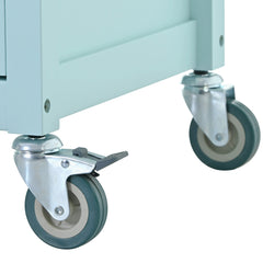 Kitchen Island Cart with 4 Door Cabinet and Two Drawers and 2 Locking Wheels - Solid Wood Top (Mint Green)