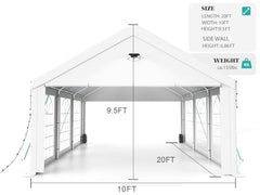 Sannwsg Party Tent -10x20FT Heavy duty Tent with Removable Side, Wedding Exclusive Holday Bithday BBa Backyard Evening Tent