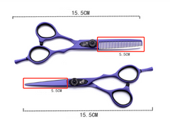 Professional Japan 440c 6 & 5.5 inch rainbow cut hair scissors set cutting shears thinning barber scissor hairdressing scissors