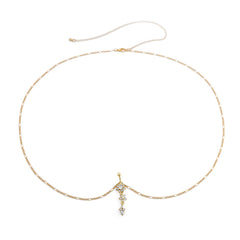 Sexy rhinestone puncture navel nail waist chain, sweet and cool summer body chain