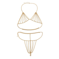 Exaggerated pearl chain bikini bra body chain sexy and fashionable body chain