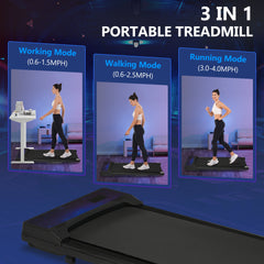 New 8.10 Walking Pad Under Home Desktop Treadmill -2.5HP Walking Treadmill 0.6-4MPH 300LBS Capacity Remote Control Battery
