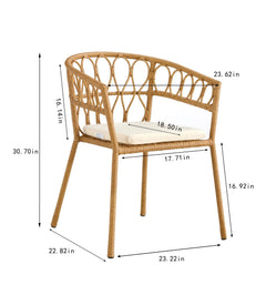 Outdoor dining set of 5 simple bamboo dinning table  PE ratten round table 110CM plastic wood top