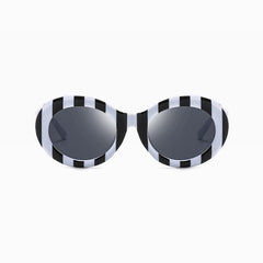 Striped Zebra Oval Sunglasses New Net Red Street Shot Personality Female Hip Hop Sunglasses Trend