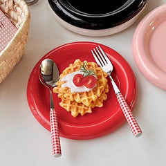 Ins - style Round Ceramic Food Plates. Thick - edged, creative Nordic tableware. Ideal for dessert, steak, pasta.