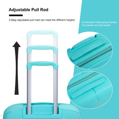 Expandable Hardshell Suitcase Double Spinner Wheels PP Luggage Sets Lightweight Durable 3-Piece Set (20/24/28) , Lake Blue