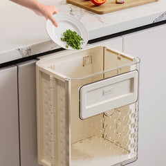Kitchen folding trash can wall hanging large caliber leftovers bin transparent thickened folding trash can
