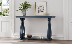 48-Inch Rustic Vintage Console Table --- Farmhouse Style Entryway Table with Open Shelf and Sturdy Construction (Navy)