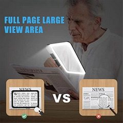 Full-Page 5X Magnifying Glass for Reading, Folding Lighted Magnifier with 48 LED Lights, Rectangular Handhold Magnifier