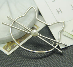 Fashion Hollow Cute Cat Hair Pin Imitation Pearl Hairpin Hair Side Clip Hair Accessories Hair Barrette For Women Girl Gifts